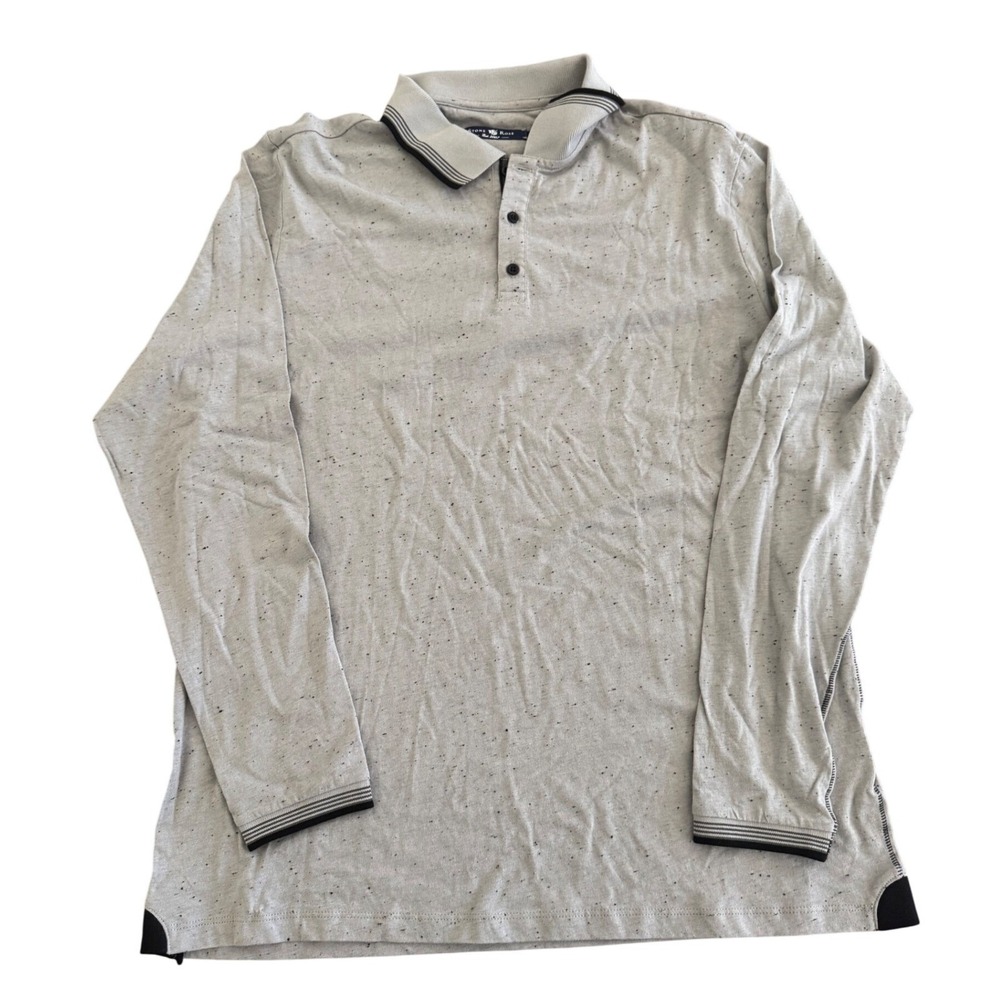 Stone Rose Mens Speckled Long Sleeve Polo Shirt Size L
